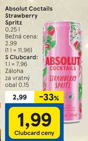 Absolut Coctails Strawberry Spritz, 0,25 l