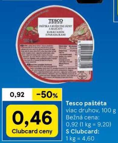 Tesco paštéta, 100 g