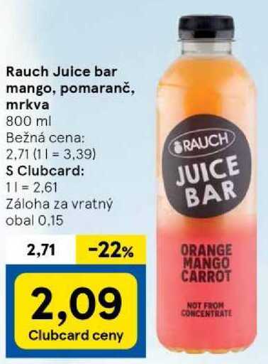 Rauch Juice bar mango, pomaranč, mrkva, 800 ml 