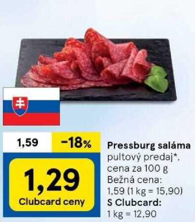 Pressburg saláma, cena za 100 g 