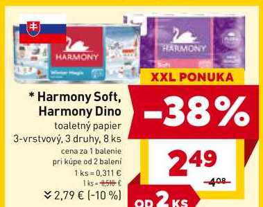 Harmony Soft, toaletný papier 3-vrstvový, 8 ks 