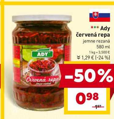 Ady červená repa jemne rezaná 580 ml 