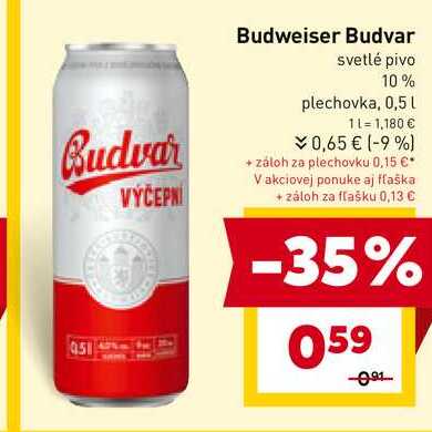 Budweiser Budvar svetlé pivo 10% plechovka, 0,5 L