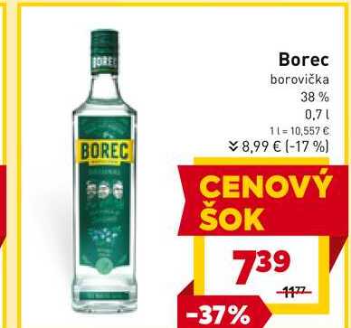 Borec borovička 38% 0,7l