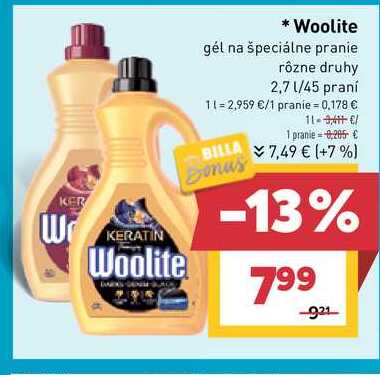 Woolite gél na špeciálne pranie rôzne druhy 2,7 l/45 praní 