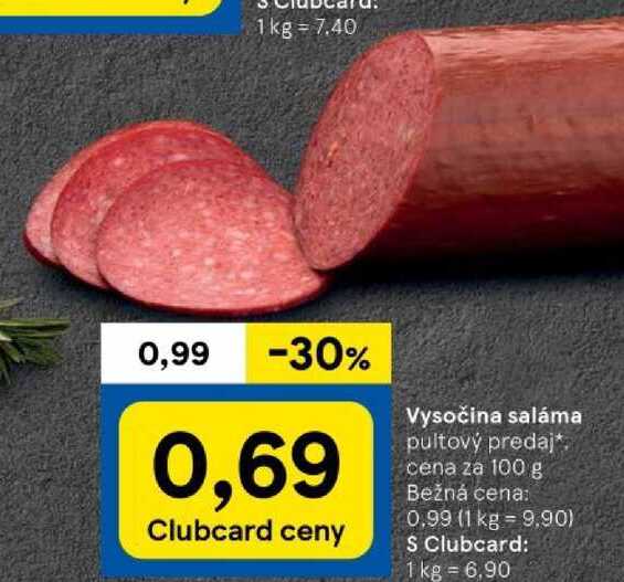 Vysočina saláma, cena za 100 g