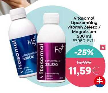 Vitasomal Lipozomálny vitamín Železo / Magnézium 200 ml 