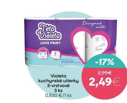 Violeta kuchynské utierky 3-vrstvové 3 ks 