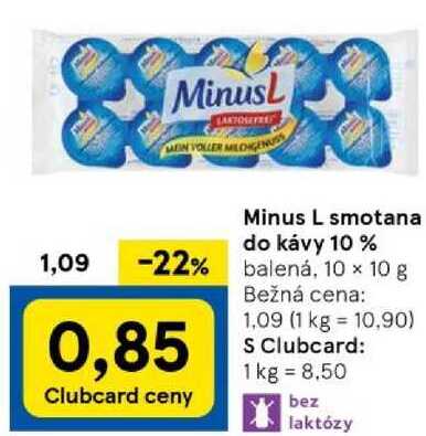 Minus L smotana do kávy 10%, 10x 10 g