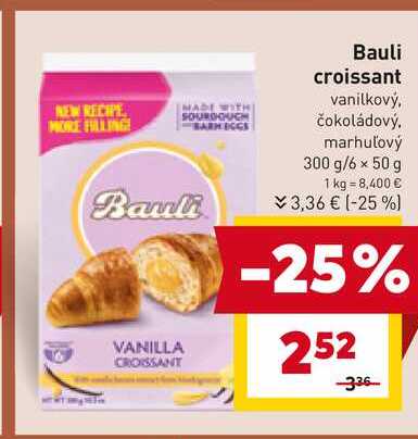 Bauli croissant vanilkový, čokoládový. marhuľový 300 g/6 x 50g 