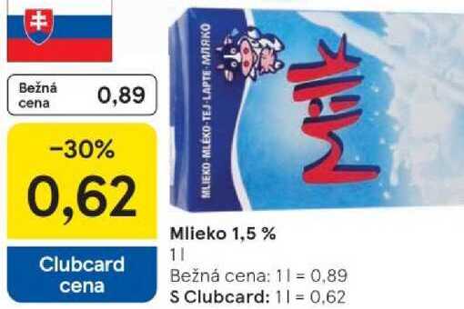 Mlieko 1,5 %, 1 l