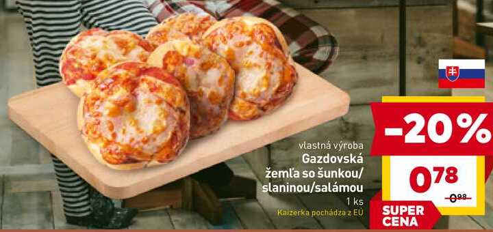 Gazdovská žemľa so šunkou/ slaninou/salámou 1 ks 