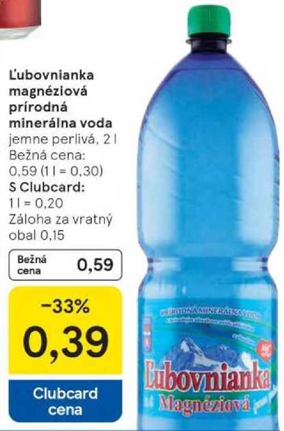 Ľubovnianka magnéziová prírodná minerálna voda, 2 l