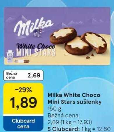 Milka White Choco Mini Stars sušienky, 150 g 