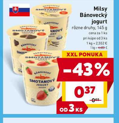 Milsy Bánovecký jogurt rôzne druhy, 145 g