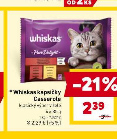 Whiskas kapsičky Casserole klasický výber v želé 4 x 85 g 