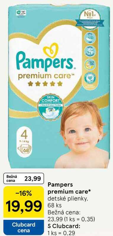 Pampers premium care, 68 ks