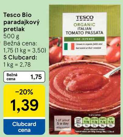 Tesco Bio paradajkový pretlak, 500 g 