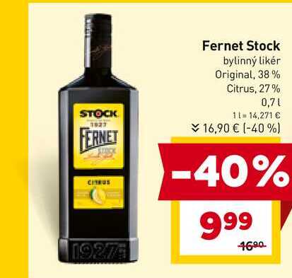 Fernet Stock 0,7 l, vybrané druhy 07l