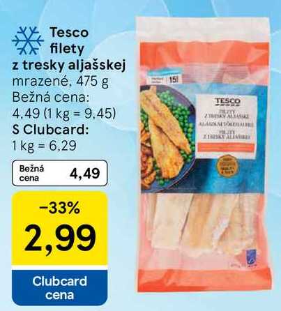 Tesco filety z tresky aljašskej, 475 g