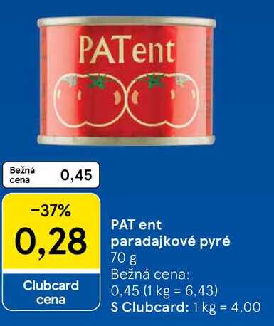 PAT ent paradajkové pyré, 70 g 