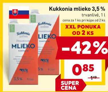 Kukkonia mlieko 3,5%, trvanlivé 1l