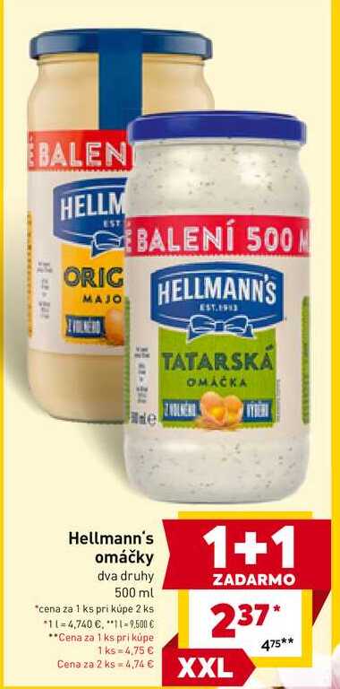 Hellmann's omáčky dva druhy 500 ml 