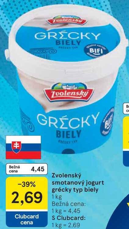 Zvolenský smotanový jogurt grécky typ biely, 1 kg