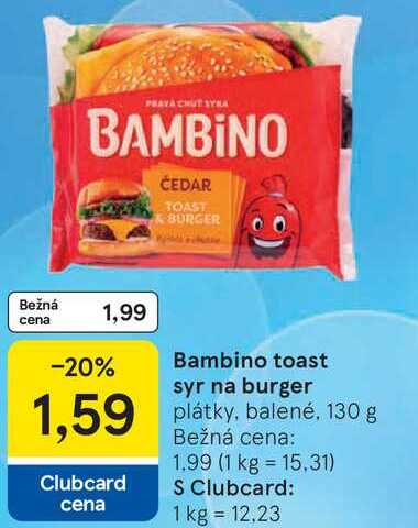 Bambino toast syr na burger, 130 g