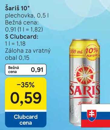 Šariš 10°, 0,5 l