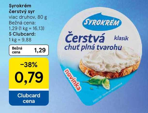 Syrokrém čerstvý syr, 80 g