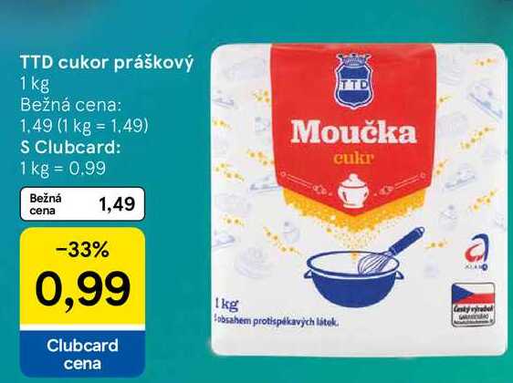 TTD cukor práškový, 1 kg  v akcii