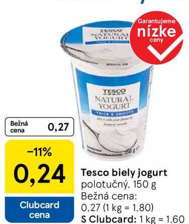 Tesco biely jogurt, 150 g