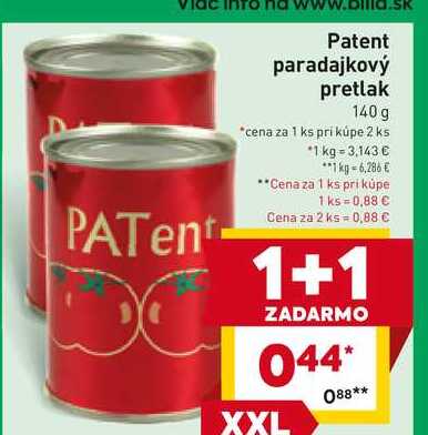 Patent paradajkový pretlak 140 g 