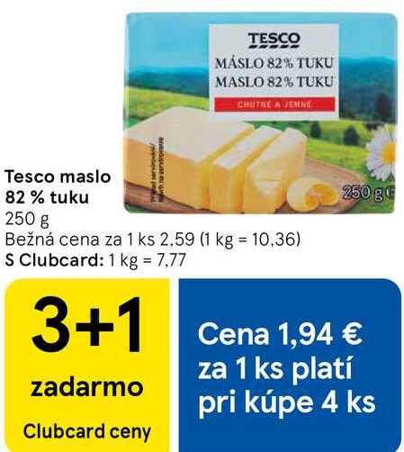 Tesco maslo 82% tuku, 250 g