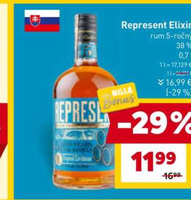 Represent Elixir rum 5-ročný 38%, 0.7l