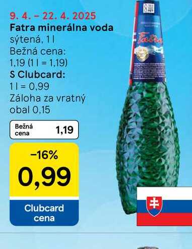 Fatra minerálna voda sýtená, 1l v akcii