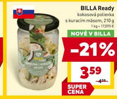 BILLA Ready kokosová polievka s kuracím mäsom, 210 g
 