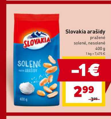Slovakia arašidy pražené solené, nesolené 400 g 