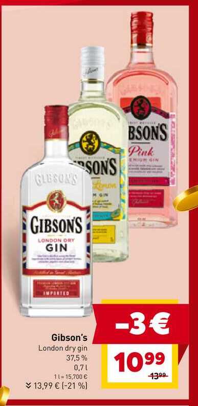 Gibson's London dry gin 37,5% 0,7l v akcii