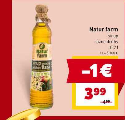 Natur farm sirup rôzne druhy 0,7l