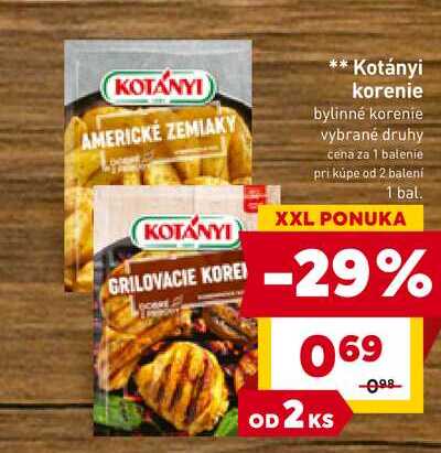 Kotányi korenie bylinné korenie vybrané druhy cena za 1 balenie 