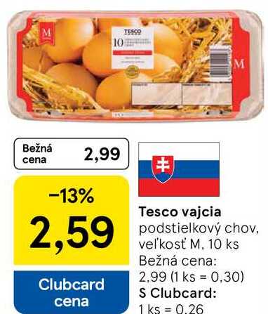 Tesco vajcia, 10 ks
