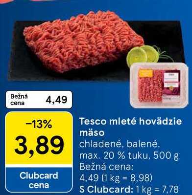 Tesco mleté hovädzie mäso, 500 g