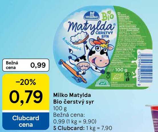 Milko Matylda Bio čerstvý syr, 100 g