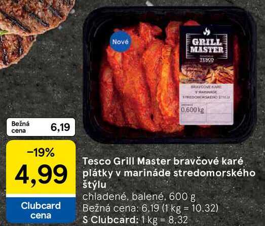 Tesco Grill Master bravčové karé plátky v marináde stredomorského štýlu, 600 g