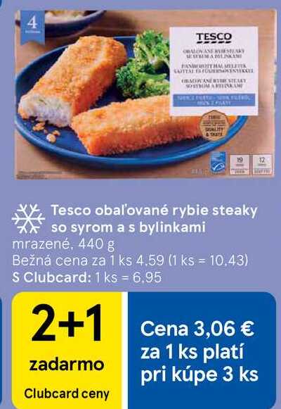 Tesco obaľované rybie steaky so syrom a s bylinkami, 440 g 