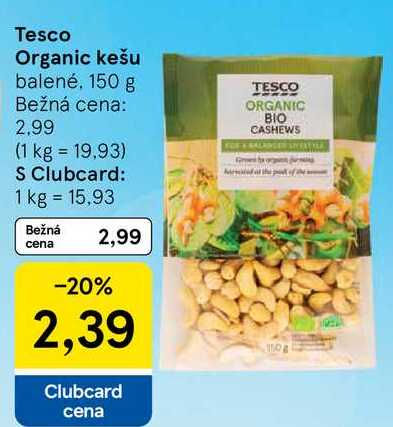 Tesco Organic keš, 150 g 