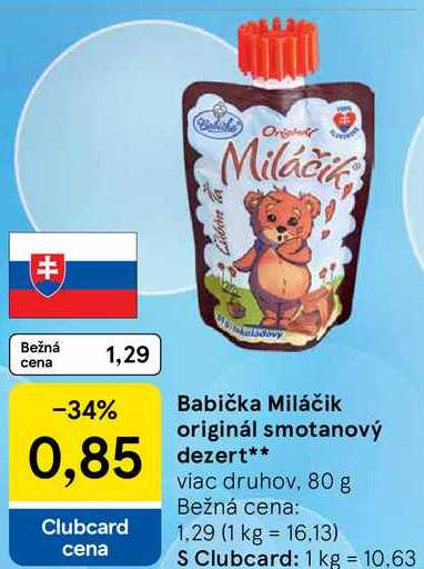 Babička Miláčik originál smotanový dezert, 80 g