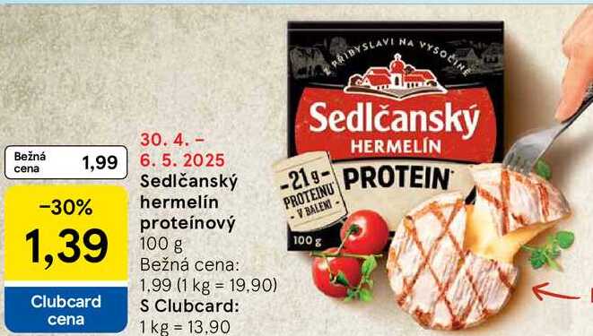 Sedlčanský hermelín proteínový, 100 g